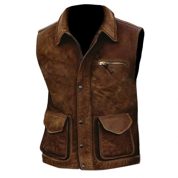 Gilet en cuir élégant pour femmes avec poches