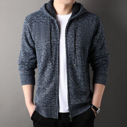Cardigan Homme Capuche Doublé Doux Tendance