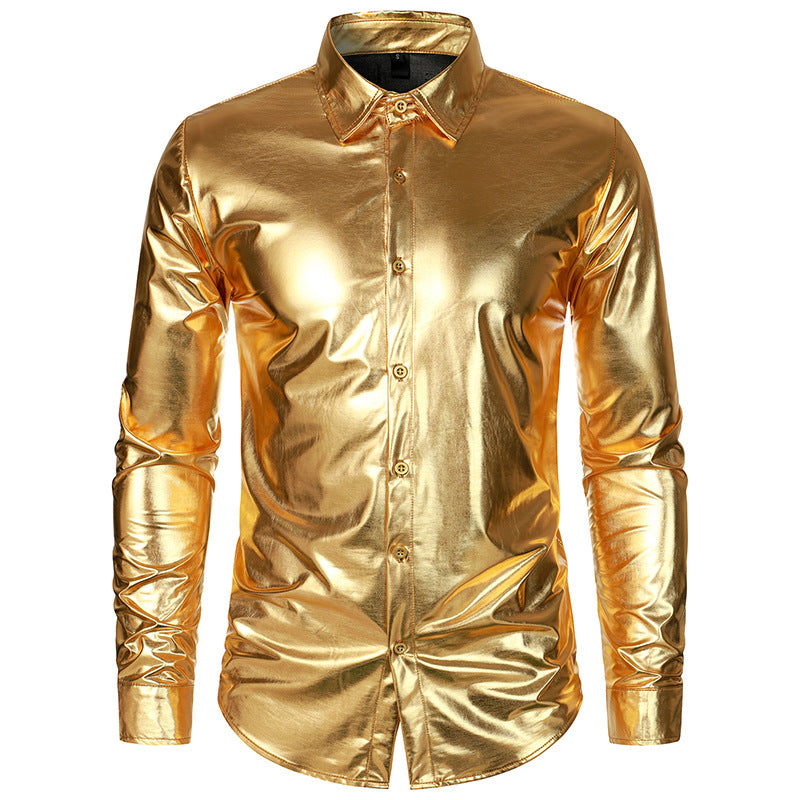 Chemise métallisée élégante pour homme, tenue de soirée