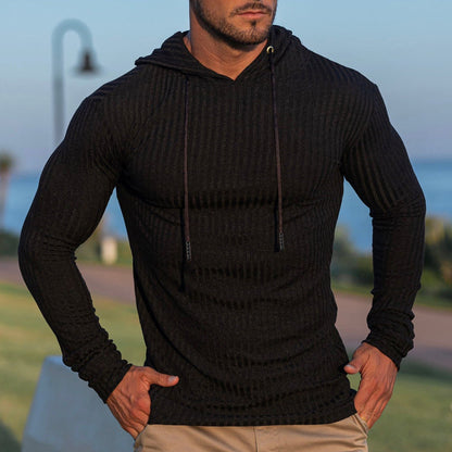 Sweat-shirt à capuche pour homme, motif côtelé tendance