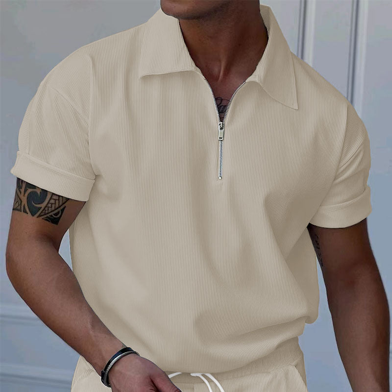 Polo-shirt homme manches courtes effet texturé