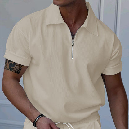 Polo-shirt homme manches courtes effet texturé