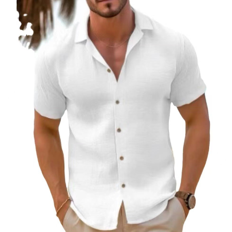Chemise d'été homme à manches courtes structurée en coton