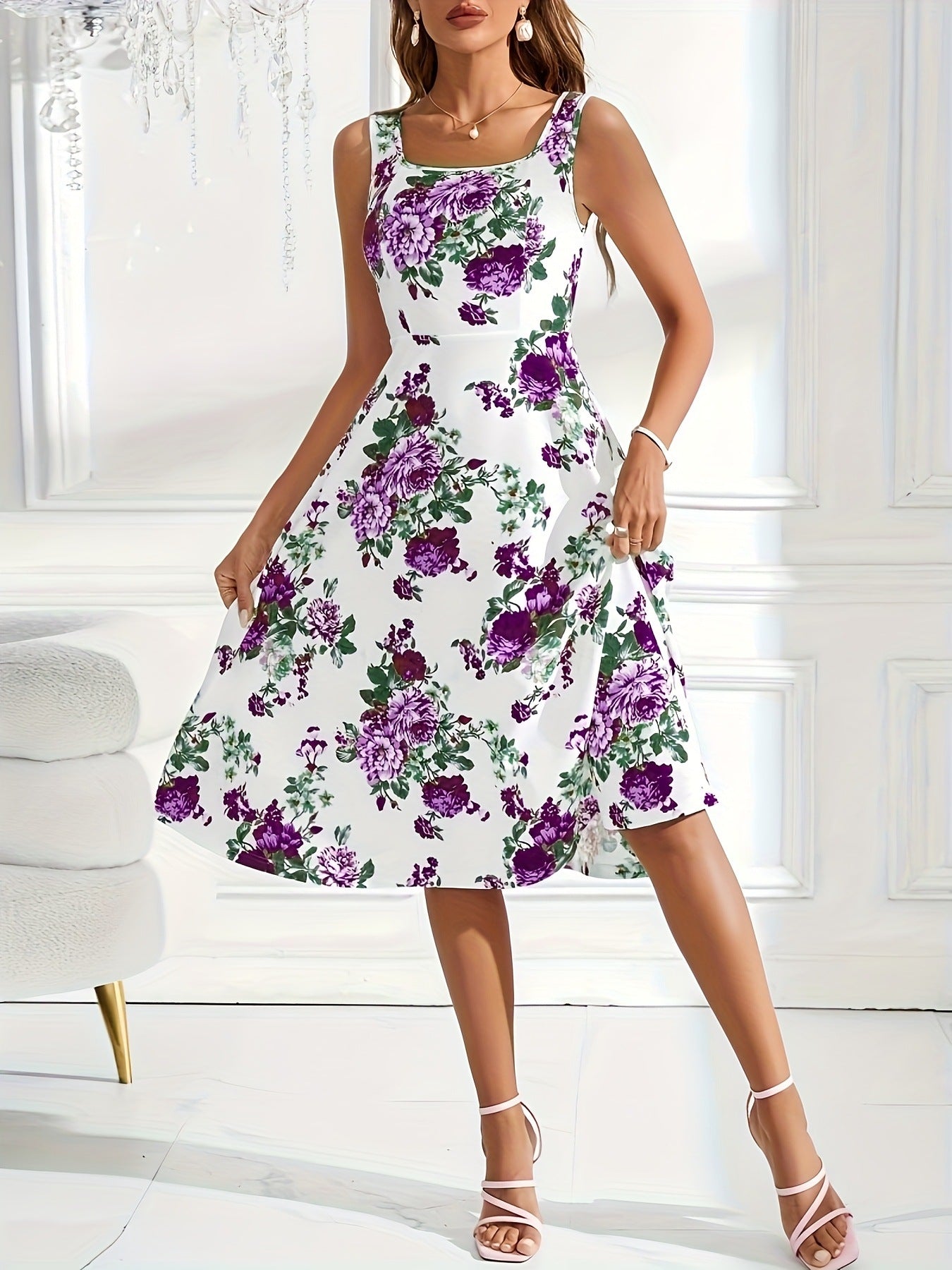 Robe d'été femme à motifs floraux fluide élégante