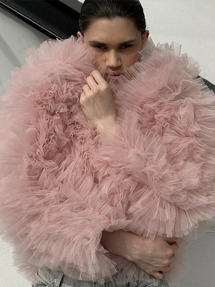 Veste en tulle volumineuse élégante pour femmes