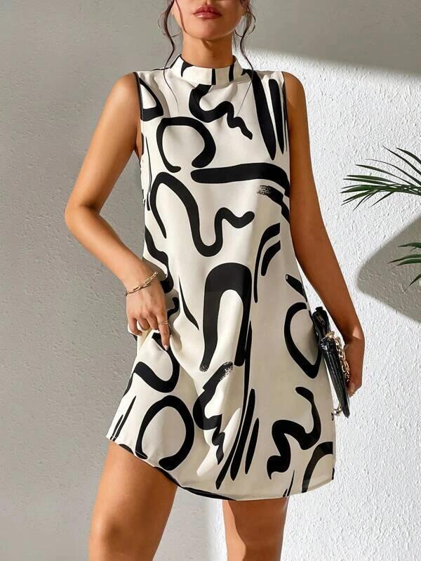 Robe courte pour femme motif graphique moderne élégant