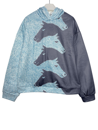 Sweat à capuche femme motif cheval Confortable Oversize