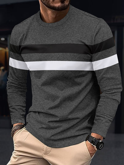 T-shirt à manches longues homme sportif rayé mode