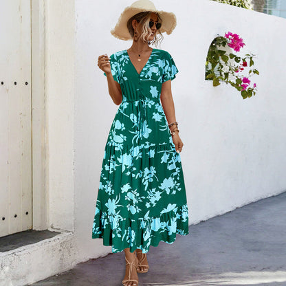Robe longue d'été pour femme, imprimé floral, élégante