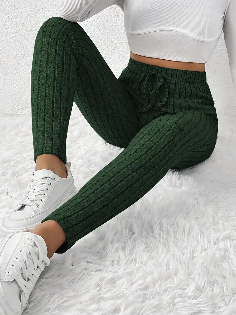 Pantalon de jogging en polaire doux côtelé pour femme