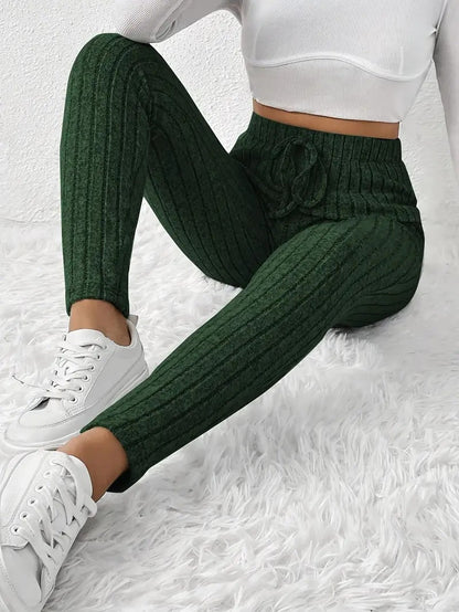 Pantalon de jogging en polaire doux côtelé pour femme