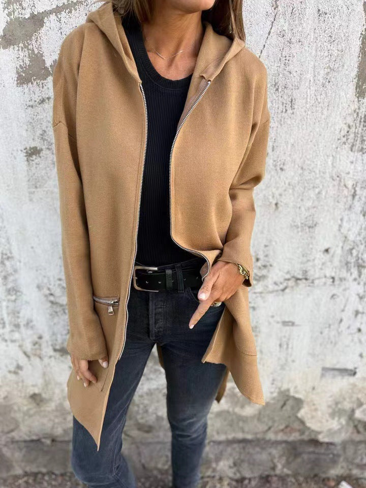 Doudoune longue pour femme avec fermeture éclair latérale