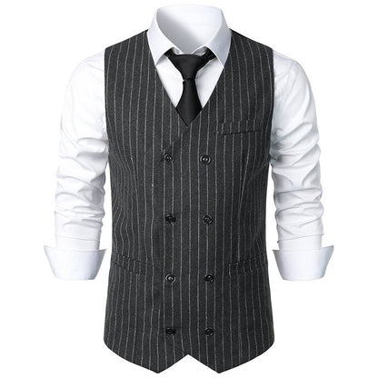 Gilet de costume homme classique à rayures avec poches