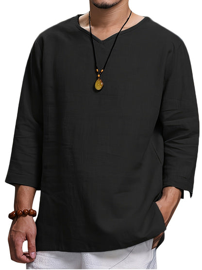 T-shirt manches longues homme coupe décontractée col en V