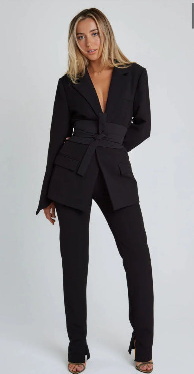 Blazer long élégant pour femme avec poches