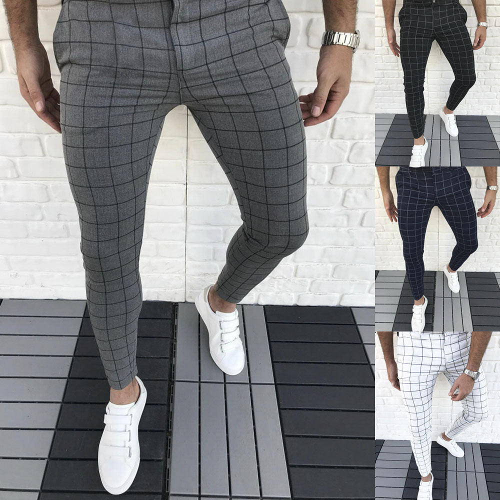 Herren Slim Fit Anzughose Karomuster Modern - IdealeKleiden