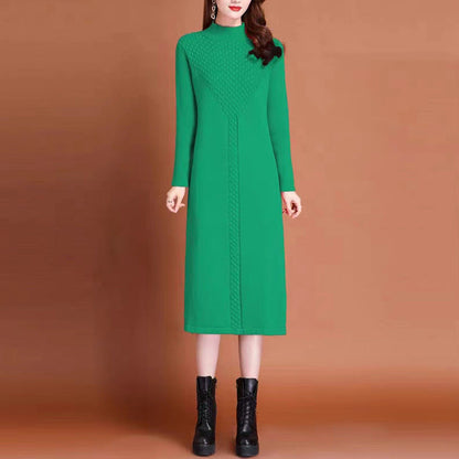 Robe longue femme, design tricoté élégant, col montant