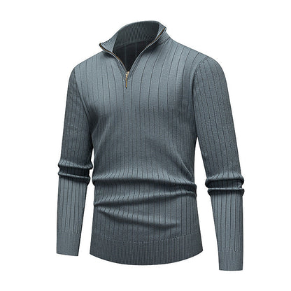 Pull tricoté homme col montant moderne fermeture éclair qualité