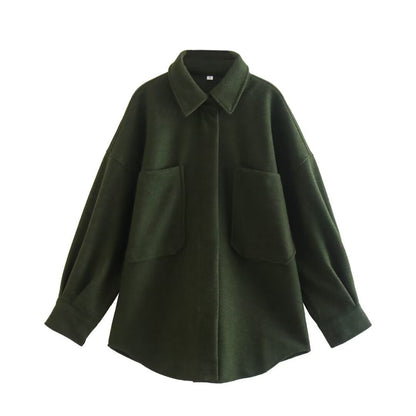 Veste en laine oversize femme avec poches et design chic