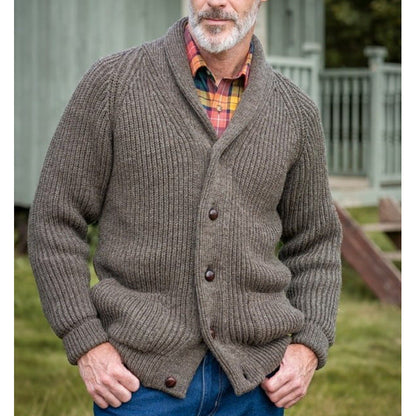 Gilet long en maille épaisse moderne à col V pour homme