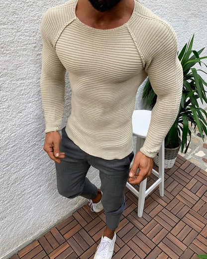 Pull en maille pour hommes, design élégant, manches longues