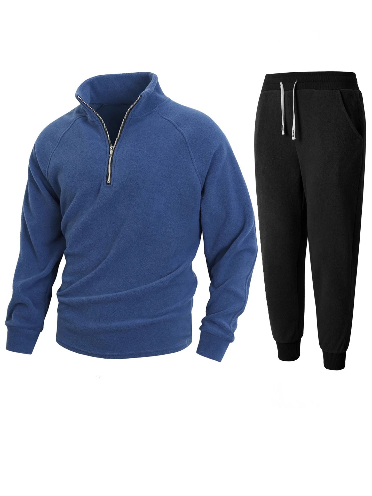 Ensemble polaire pour homme, confortable, mi-long, avec fermeture éclair