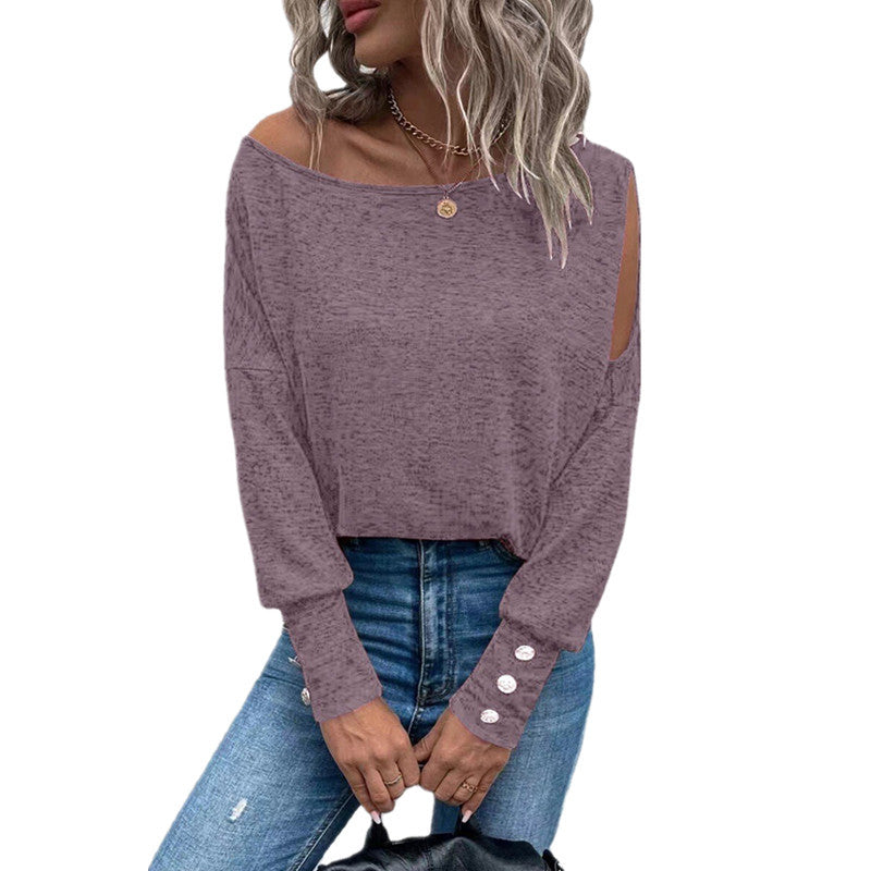 Top femme épaules dénudées à boutons Design élégant