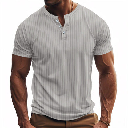 T-shirt Henley à manches courtes homme rayé Pratique