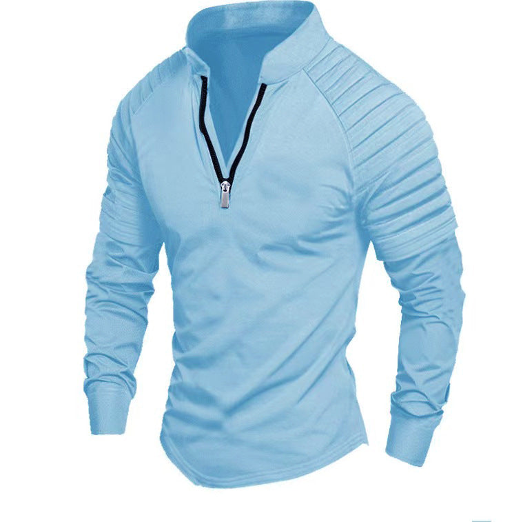 T-shirt à manches longues pour hommes, sportif, fonctionnel, avec fermeture éclair