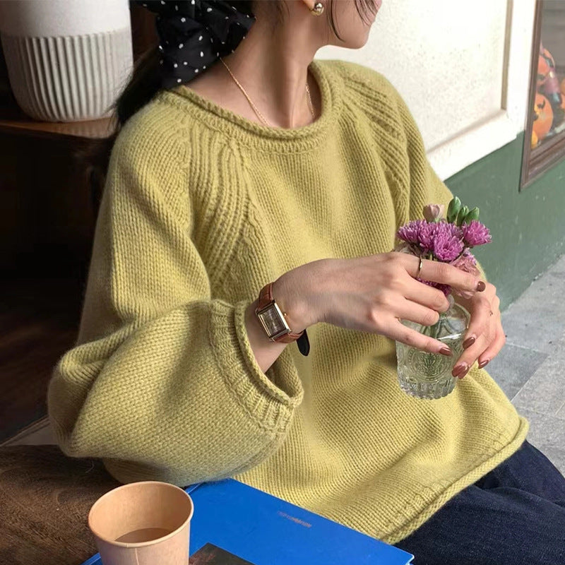 Damen Bequemer Oversized Pullover Weich Baumwolle - IdealeKleiden
