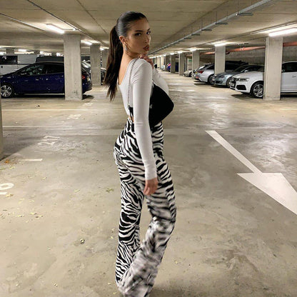 Combinaison femme imprimé zèbre Style moulant