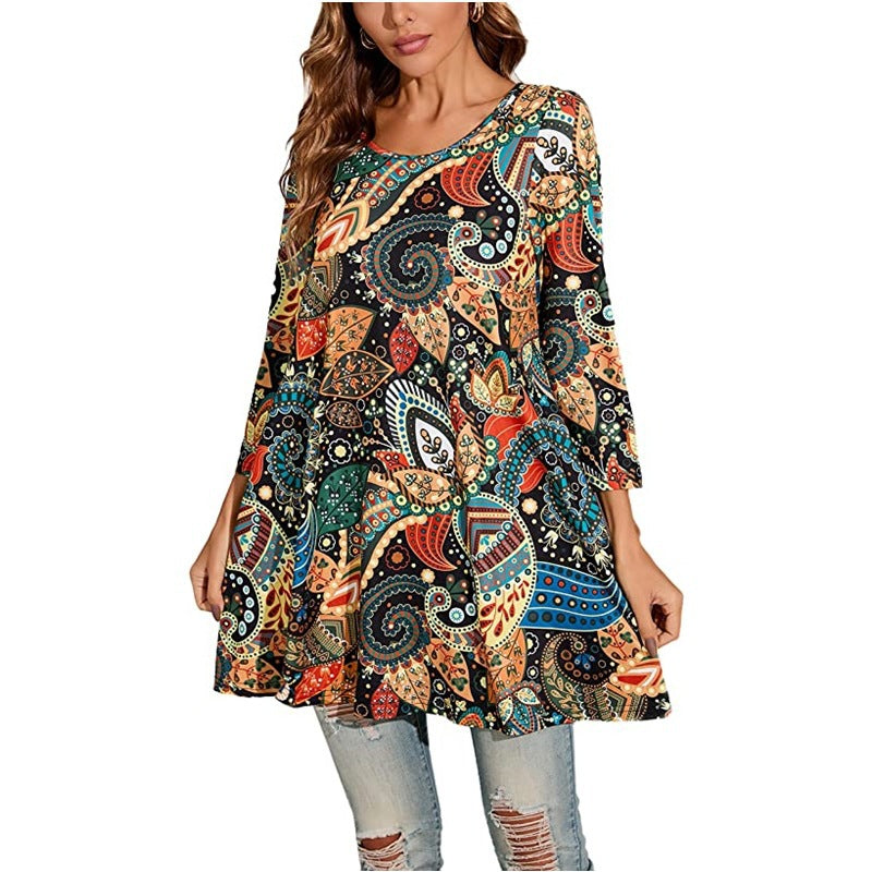 Tunique femme imprimé mandala robe d'été élégante
