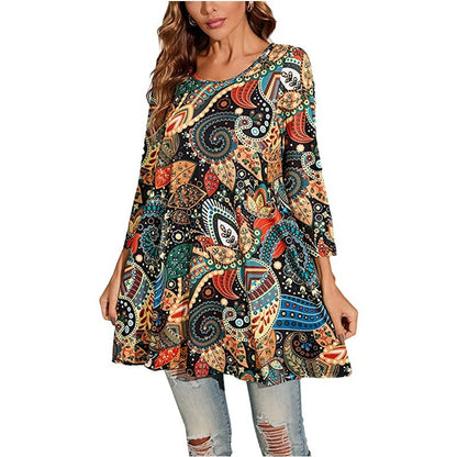 Tunique femme imprimé mandala robe d'été élégante