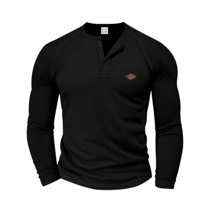 T-shirt à manches longues structuré pour homme au design moderne avec boutons