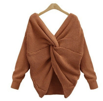 Pull en maille élégant col V femme