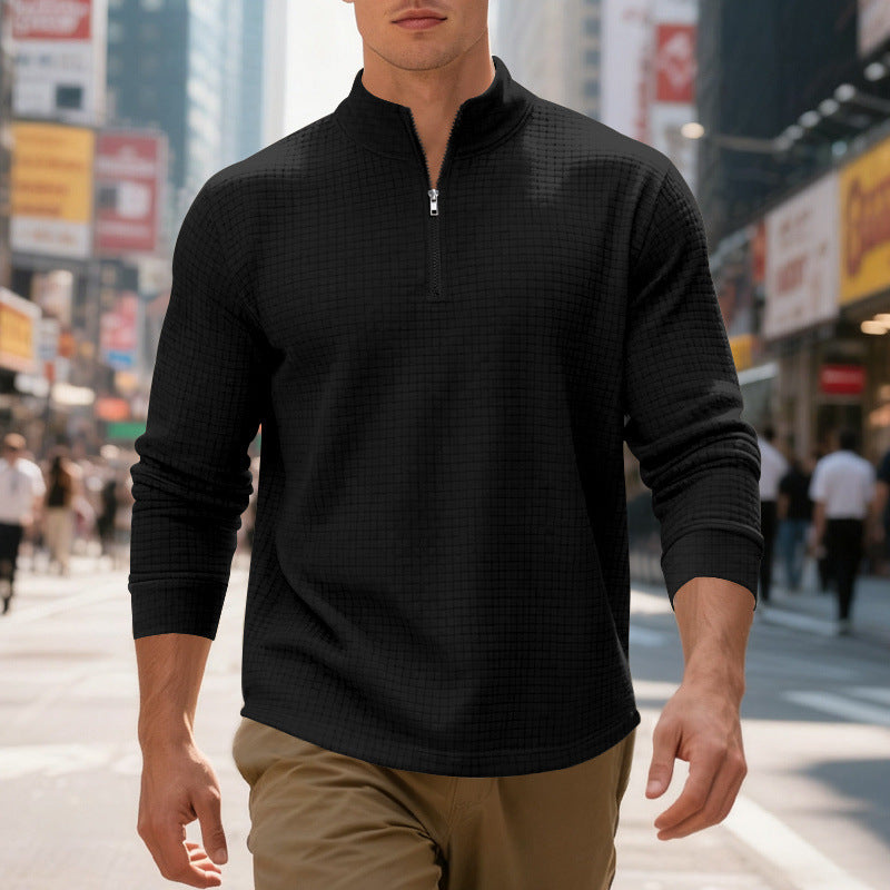 Pull sport homme structuré moderne demi-fermeture éclair