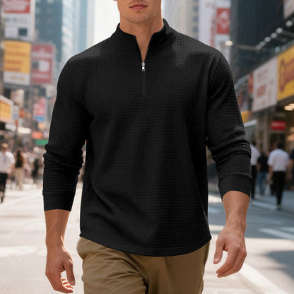 Pull sport homme structuré moderne demi-fermeture éclair