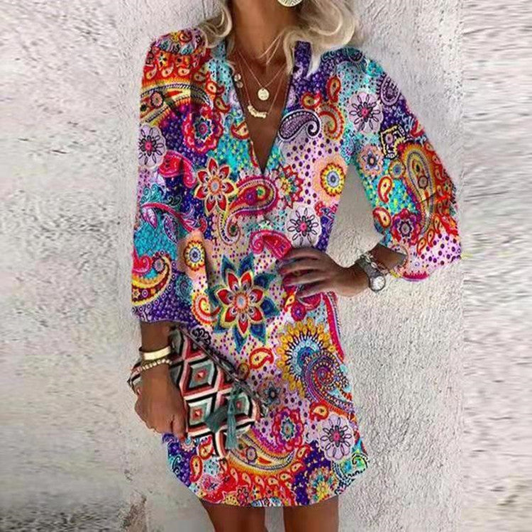 Robe d'été femme motif cachemire élégant