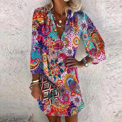 Robe d'été femme motif cachemire élégant