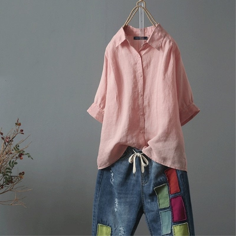Chemise en lin femme Design élégant Coupe ample