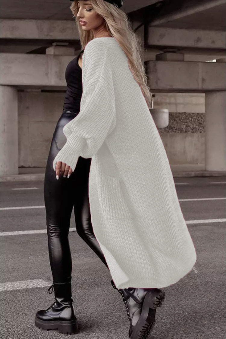 Gilet long pour femme, coupe oversize, décontracté, avec poches