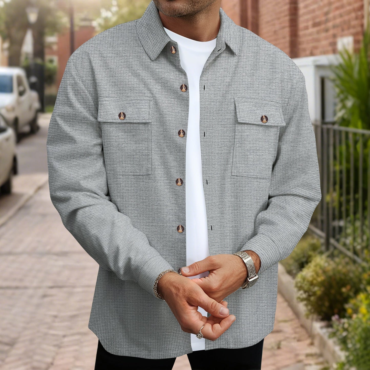 Chemise homme, coupe moderne, design avec poches