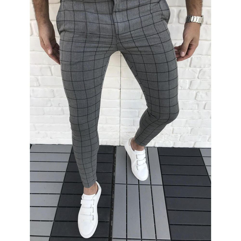Pantalon de costume homme slim carreaux moderne