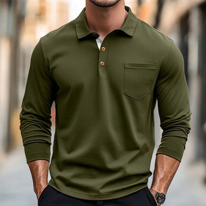 Polo à manches longues Slim Fit en coton élégant