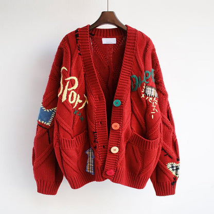 Cardigan en maille multicolore pour femmes, boutons uniques