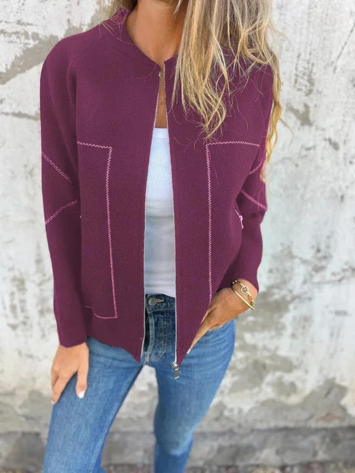 Cardigan chaud en mélange de laine avec fermeture éclair