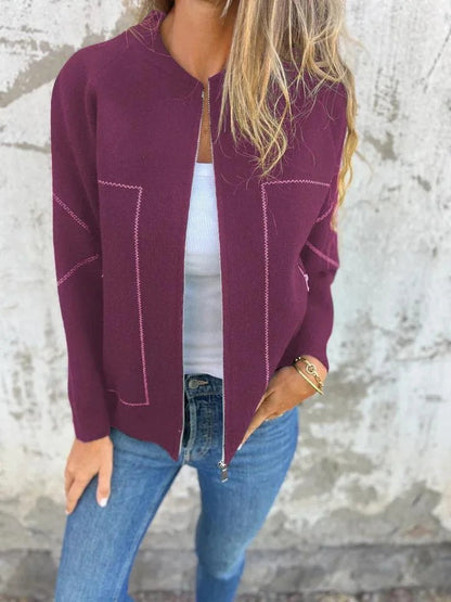 Cardigan chaud en mélange de laine avec fermeture éclair
