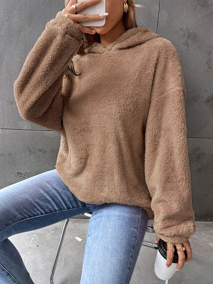 Kapuzenpullover Fleece Übergröße Kurz Ärmel - IdealeKleiden