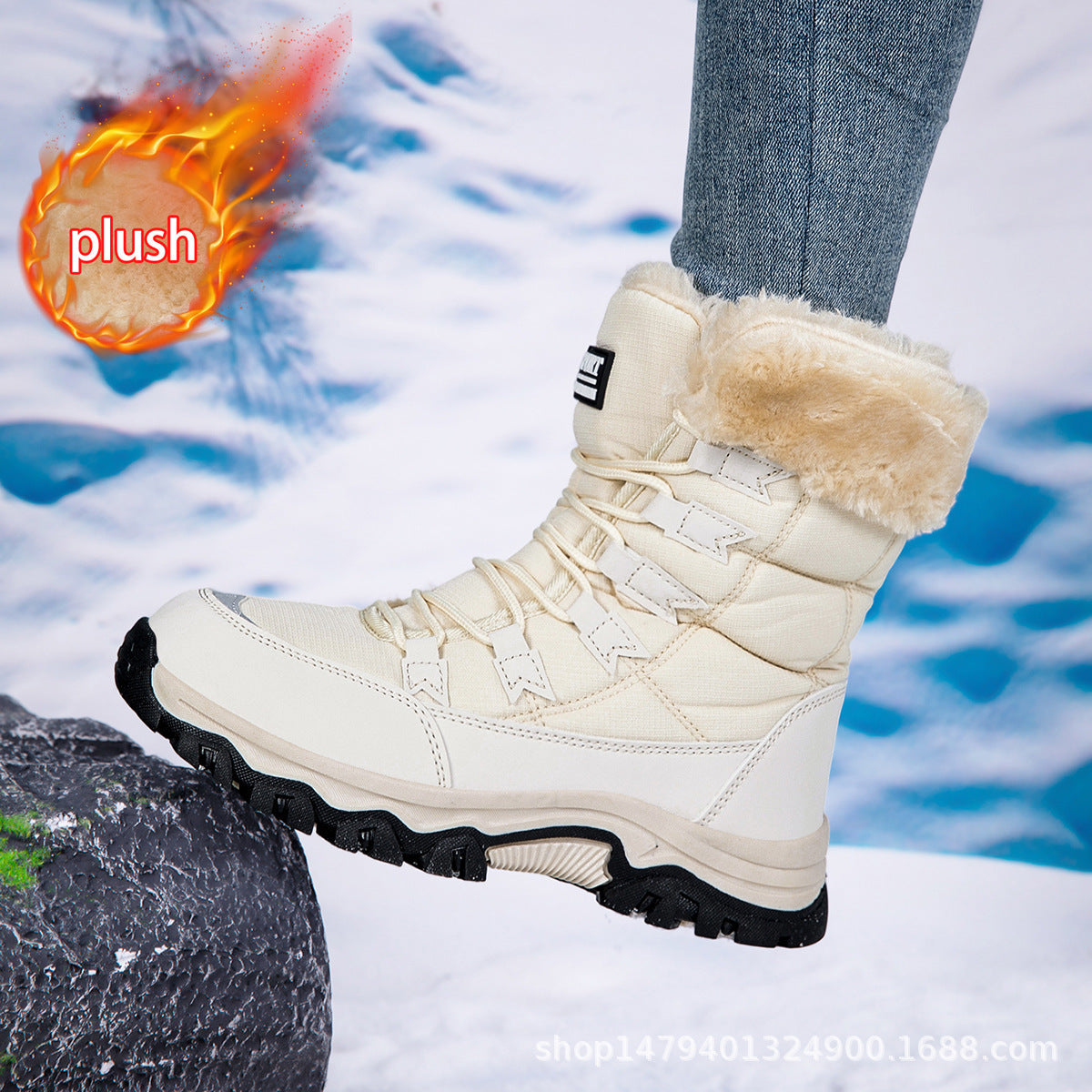 Bottes d'hiver pour femmes Doublure polaire chaude Antidérapantes