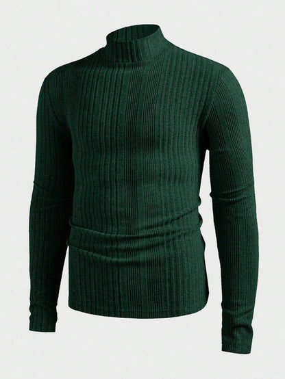 Pull homme tricot col montant effet côtelé